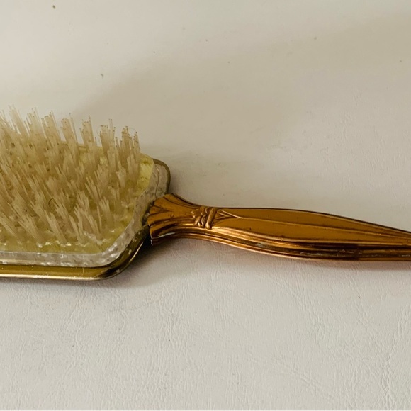 VINTAGE GOLD PLATED Hair Brush Floral Design Vanity Decor - Picture 9 of 9